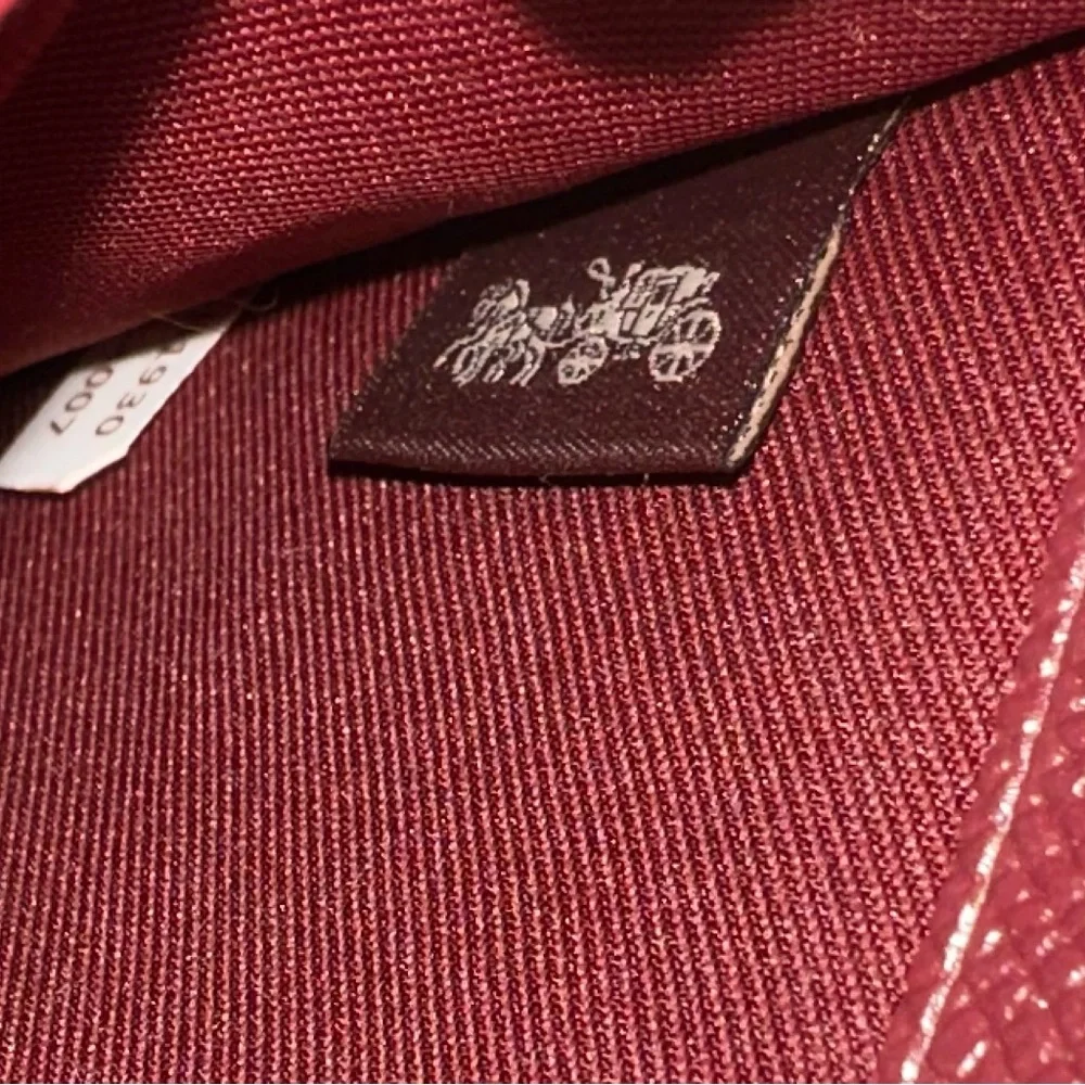 Coach Crossgrain Leather Accordion Zip Around Wallet F54007 Dark Red - Picture 5 of 5